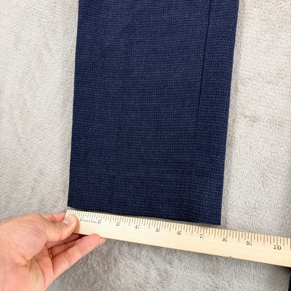 Banana Republic Slim Fit Trouser Pants in Blue Micro Check Men 34x31 Stetch Wool